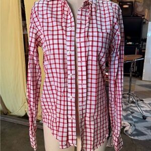 21men Red and White Plaid Shirt